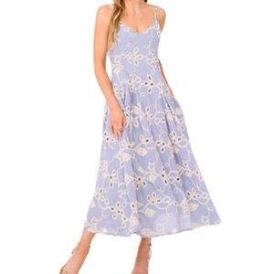 CeCe Light Blue and Cream Floral Maxi Dress
